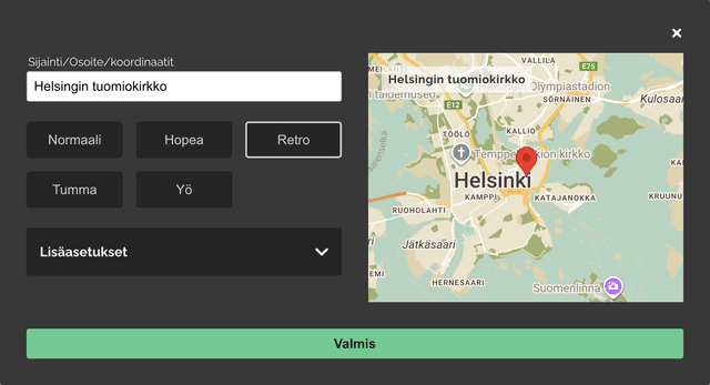 Karttaosion muokkausikkuna