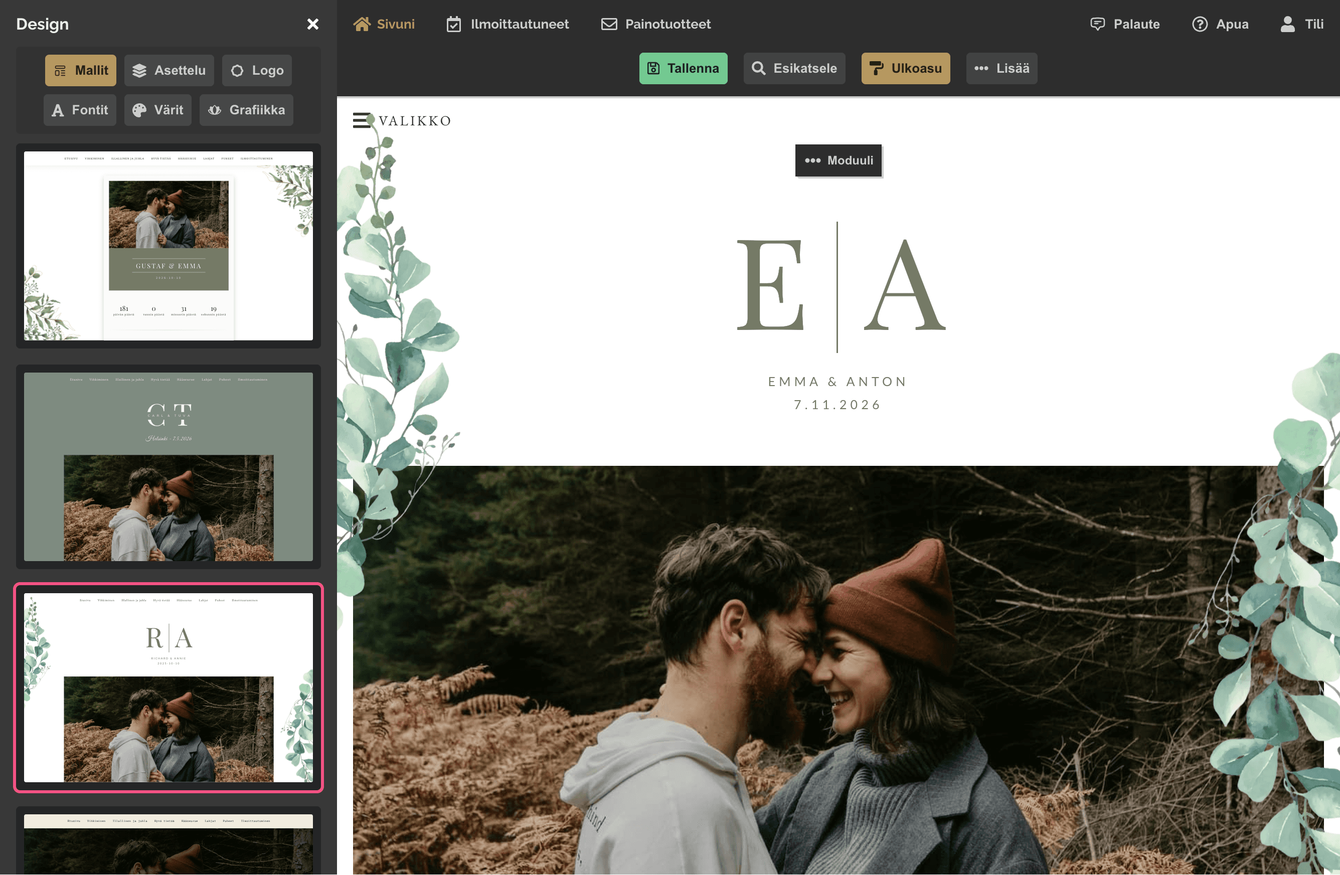 Esimerkki digitaalisesta hääkutsusta