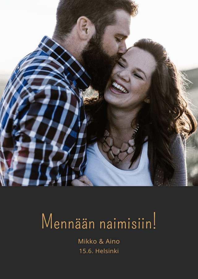 Esimerkki painetusta kutsukortista